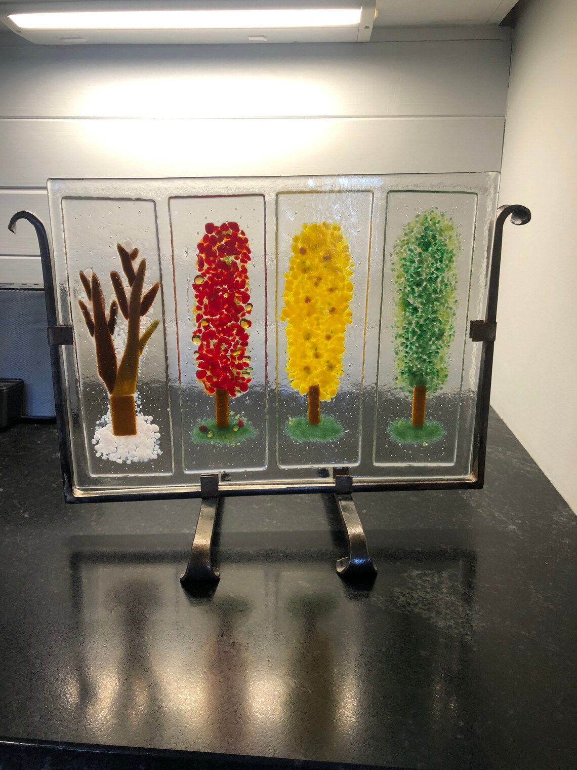 Four Seasons Glass Plaque, Gift, Mother's Day, Handmade, Sun Catcher ...