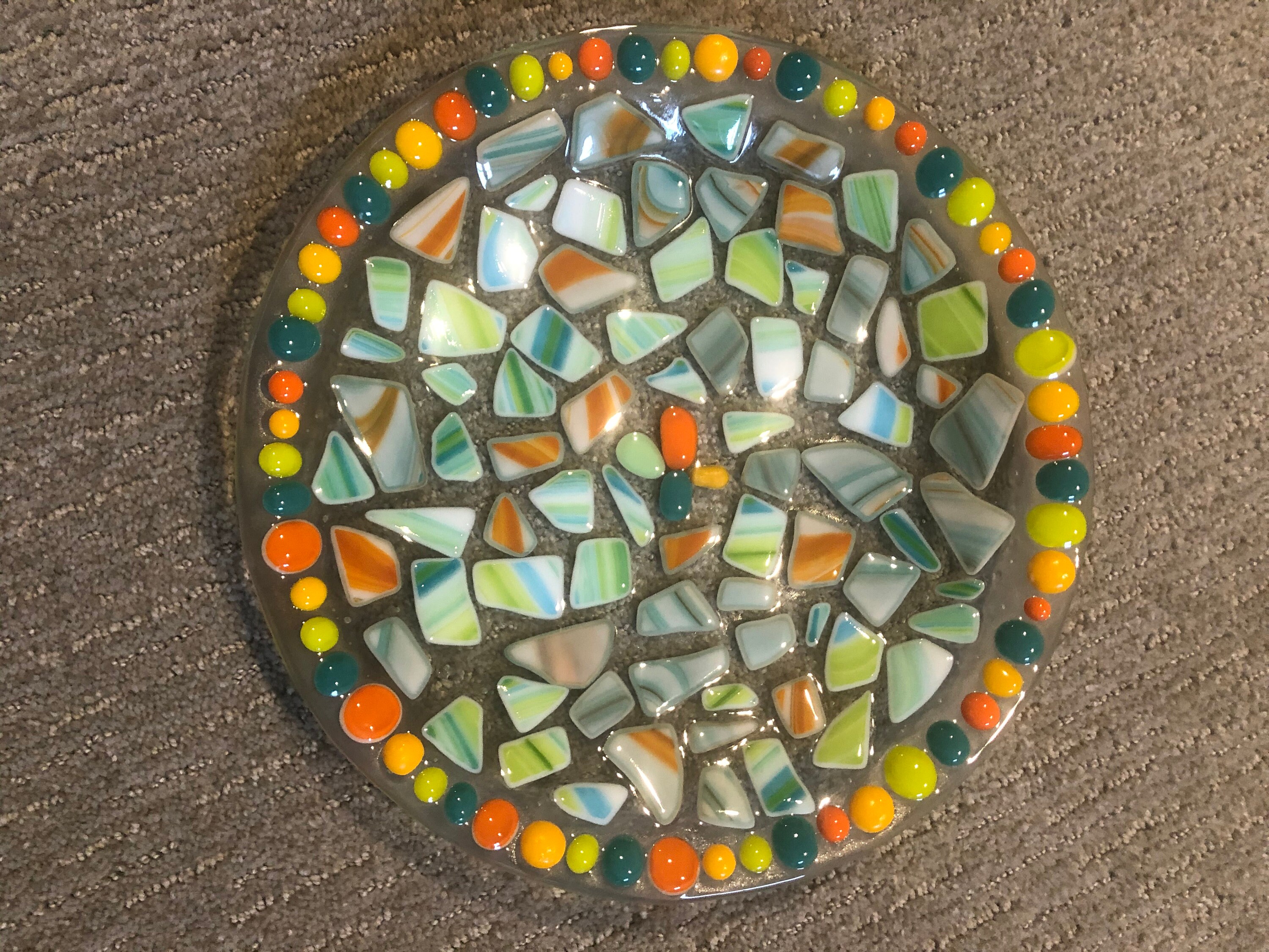 Fused Mosaic Glass Plate Gift Décor Glass Art Easter Etsy
