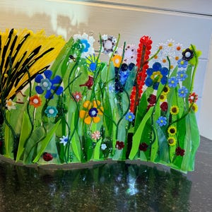 fused glass flower garden