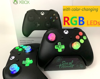 Brand New Xbox One Black Controller w Color Changing RGB LED Mod