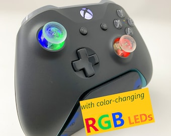 PROFESSIONALLY REFURBISHED Gray & Light Blue Xbox One Controller w LED Mod