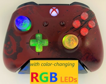 PROFESSIONALLY REFURBISHED Limited Edition Gears of War Xbox One Controller w Color Changing LED Mod
