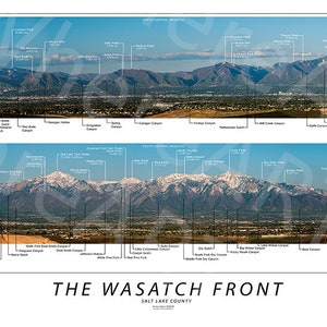 Grote canvas-/posterprint met plaatsnamen op de voorkant van Wasatch