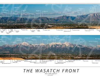 Large Canvas/Poster Print of Wasatch Front Place Names
