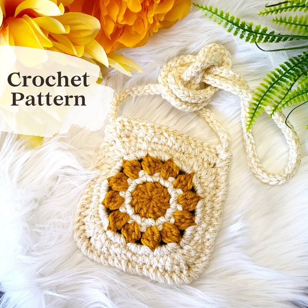 My Sunshine Granny Square Bag Crochet Pattern | Granny Square Bag | Sun Granny Square Pattern | Flower Granny Square Pattern