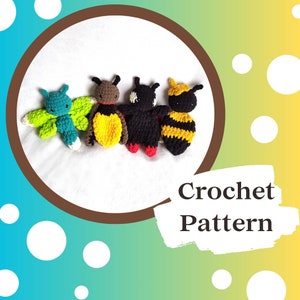 Four Buggity Bub Patterns | Bug Crochet Pattern | Crochet Firefly | Crochet Bumblebee | Crochet Ladybug | Crochet Dragonfly