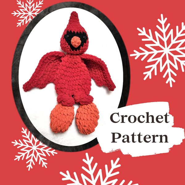 Crimson the Cardinal Knotted Lovey Pattern | Cardinal Crochet Pattern | Cardinal Amigurumi | Red Bird Crochet Pattern