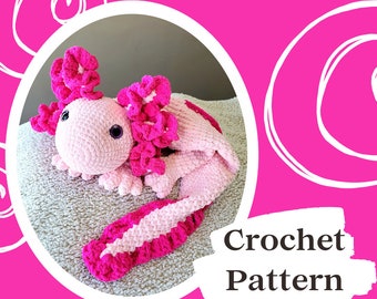 Modèle de câlin axolotl d'Ashla la géante | Axolotl géant au crochet | Patron au crochet Axolotl | Peluche Axolotl | Amigurumi axolotl