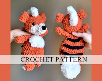 Growlie the Fire Puppy Crochet Pattern: Fire-Type Pocket Monster Amigurumi Snuggler (PDF Pattern)