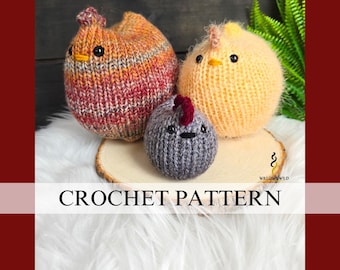 Chicken Knitting Machine Pattern, Knit Chicken Pattern : 3 Sizes, Beginner Friendly (PDF Pattern)