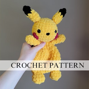 Patrón de ratón eléctrico Pika / Patrón de ratón eléctrico a crochet / Pika Amigurumi / Ratón eléctrico amigurumi / Monstruo de bolsillo a crochet