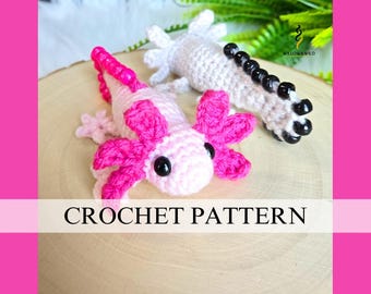 Beaded Fidget Axolotl Crochet Pattern: Beginner Friendly, No Sew, Sensory Toy Amigurumi Salamander (PDF Pattern)