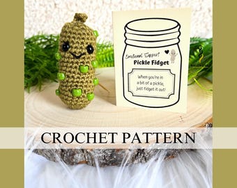 Emotional Support Pickle Fidget Crochet Pattern: Beginner Friendly, No Sew Sensory Toy (PDF Pattern)