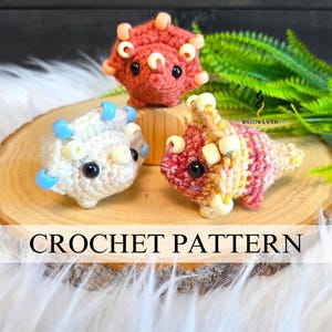 Schema per realizzare un Triceratopo antistress all'uncinetto con perline: adatto ai principianti, senza cuciture, giocattolo sensoriale amigurumi (schema in PDF)
