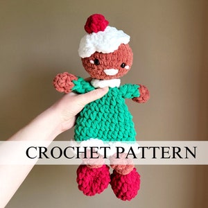 Gigi the Gingerbread Girl Knotted Lovey Pattern | Crochet Gingerbread Girl  | Gingerbread Amigurumi | Crochet Cookie Pattern