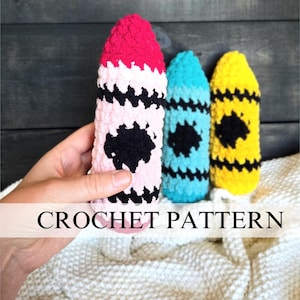 Patrón de crochet con crayones de regreso a clases / Patrón de crayones de crochet / Patrón de crochet sin costura / Amigurumi con crayones / Preparación para el mercado de crochet