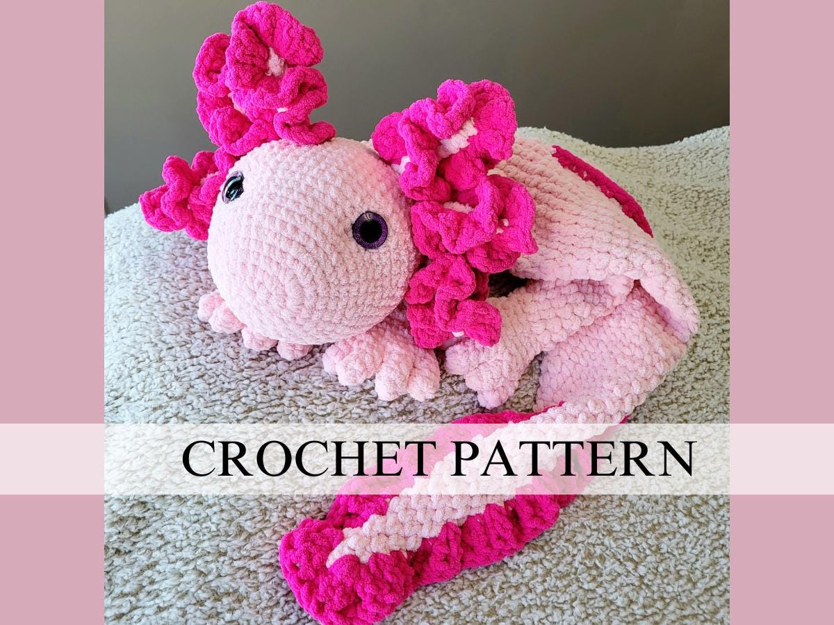 Ashla the Giant Axolotl Crochet Pattern: Large Salamander