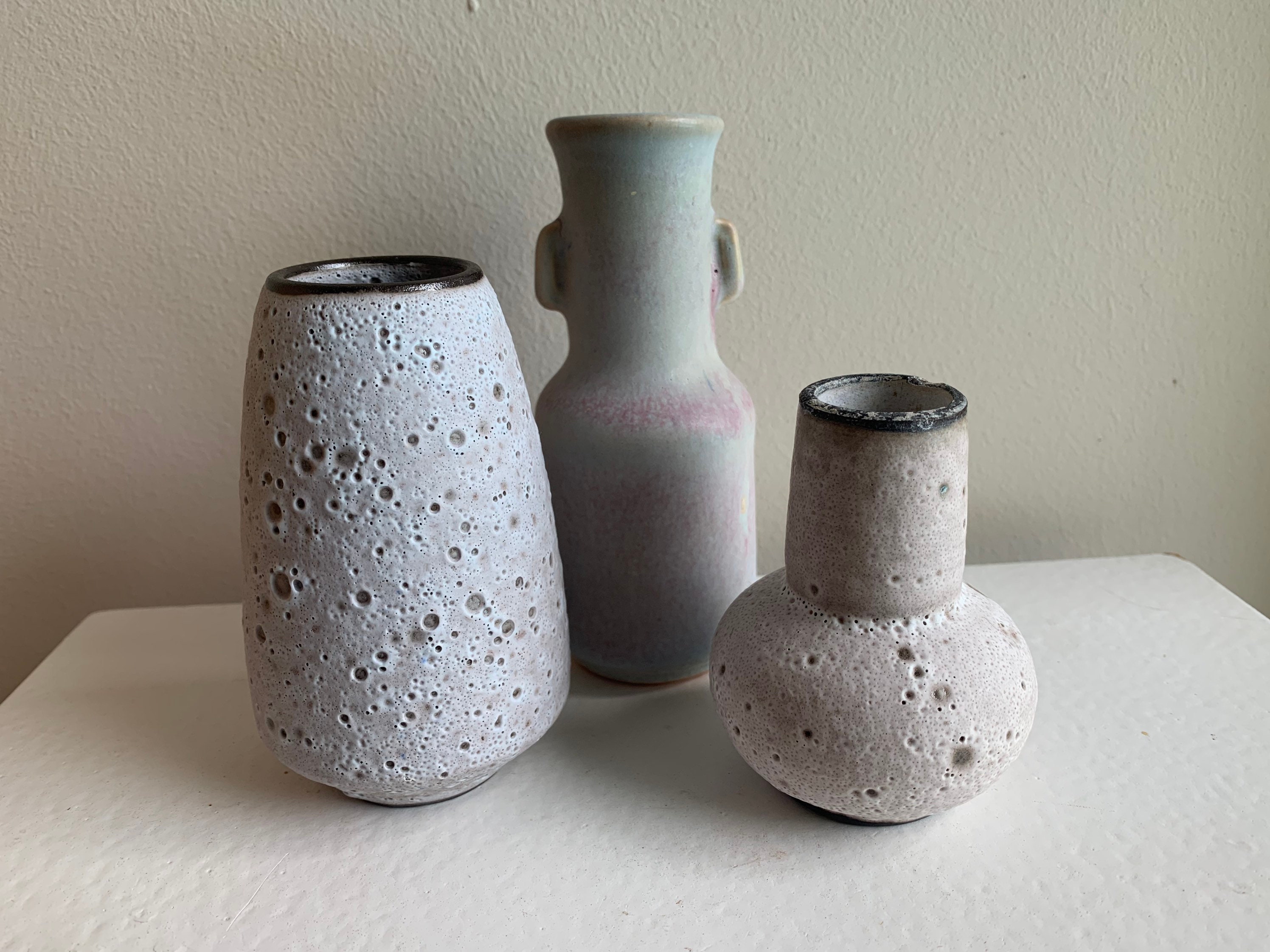 3 vintage retro vases white rose grey Etsy