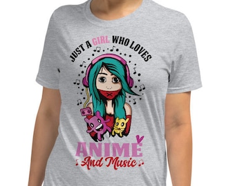 Just A Girl Who Loves Anime And Music Shirt - Anime Shirt -  Anime Shirts For Girls - Anime Gift - Anime Lover Gift - Manga Shirt - Otaku