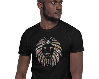 Löwe Gesicht, Majestätischer Löwe, Wilder Löwe, Tierliebhaber, Tier Gesicht Shirt, Afrikanisches Tribal Shirt, Zoo Shirt, Geometrisches Löwe Shirt