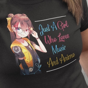 Just A Girl Who Really Loves Anime and Music Costume Shirt, Cute Anime Fan Shirts, Video Games Lovers, Otaku, Japanese Art, Cosplay Manga