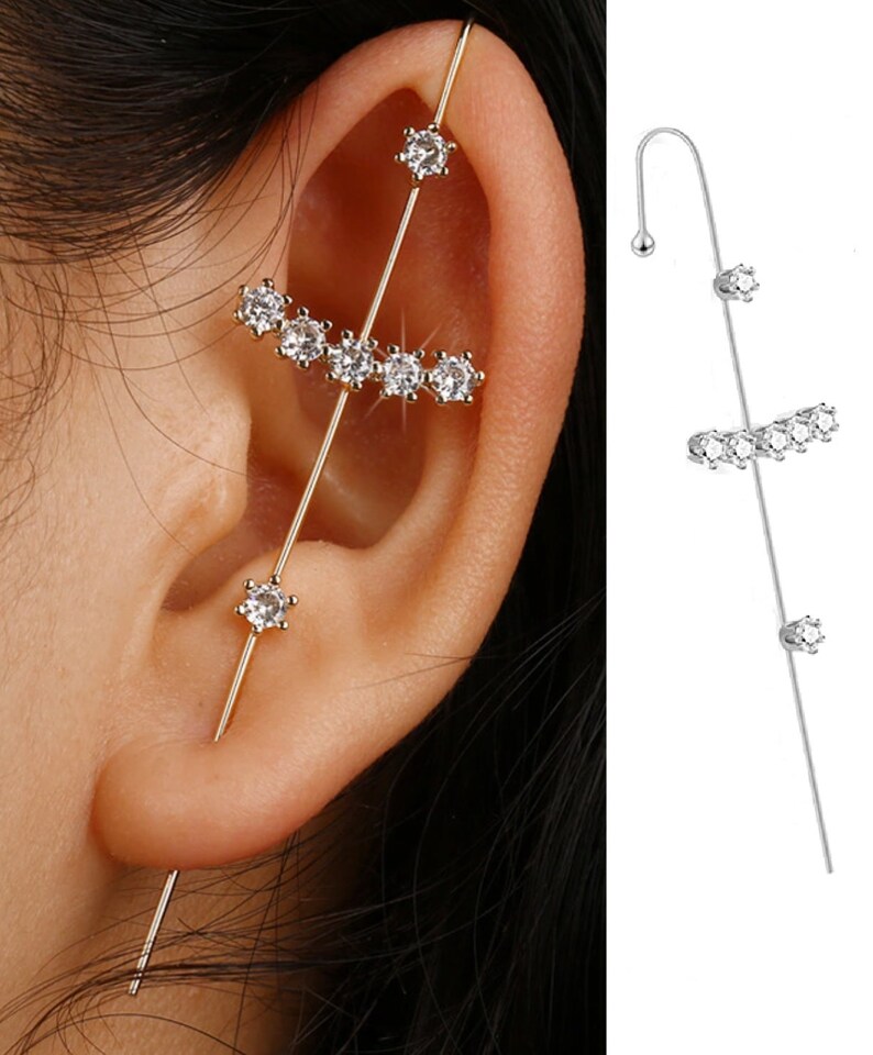 Ear Wrap Crawler Hook Earring 14k Gold Plated Edgy Wrap Ear Etsy