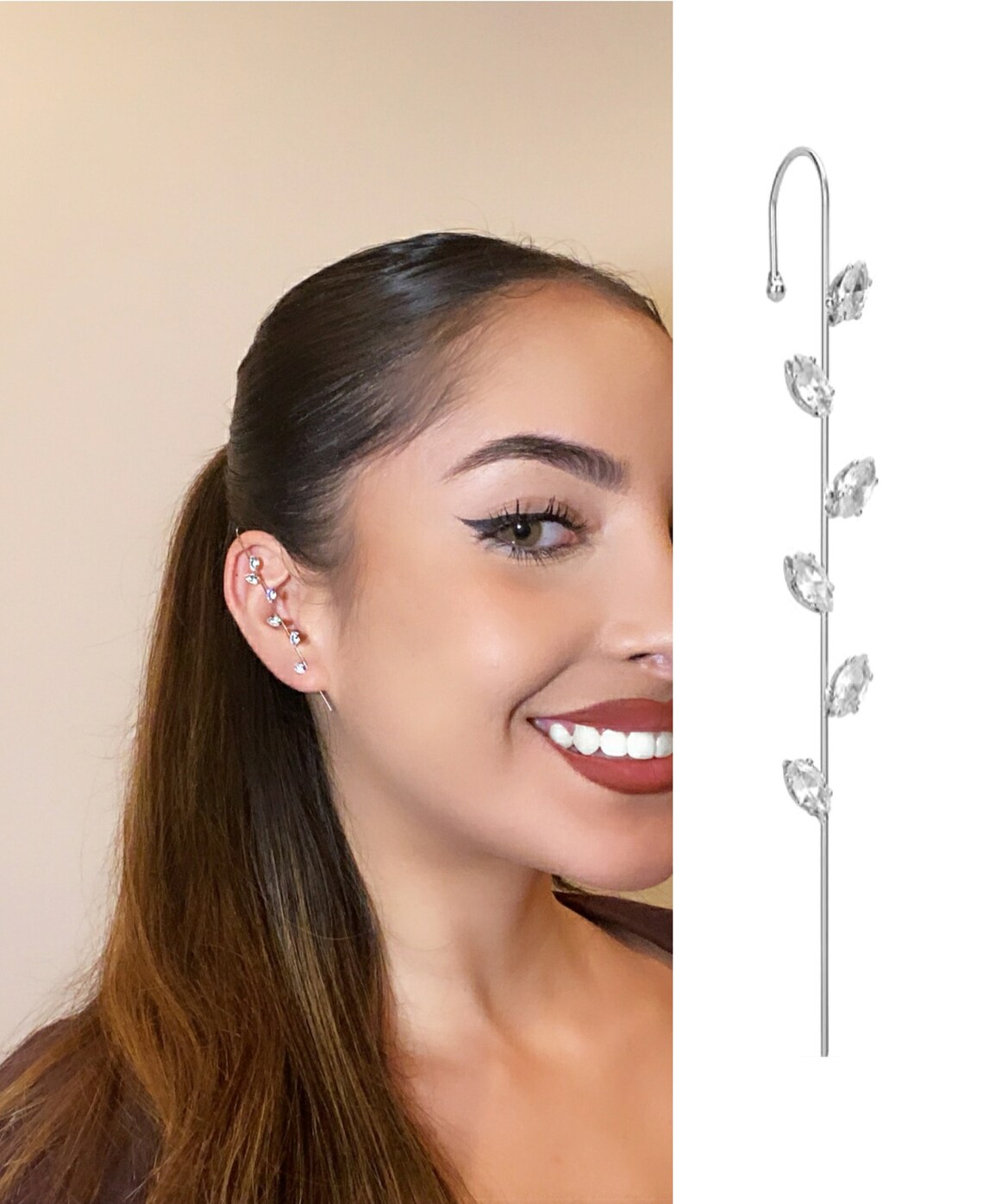 Ear Wrap Crawler Hook Earring 14k Gold Plated Edgy Wrap Ear Etsy