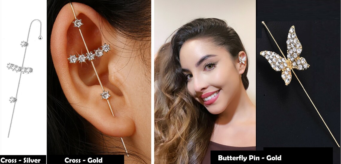 Ear Wrap Crawler Hook Earring 14k Gold Plated Edgy Wrap Ear Etsy