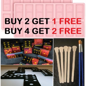 Buy 2 or 4 Get Free Molds. Standard Size Domino Resin Mold 2 Brushes & 5 Craft Sticks, Silicone Domino Game Mold, Silicone Mold, 28 Cavities