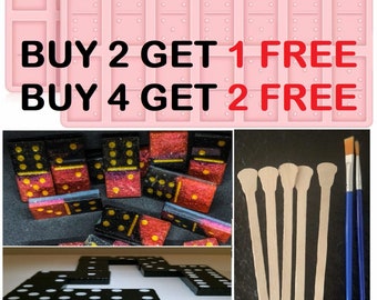 Buy 2 or 4 Get Free Molds. Standard Size Domino Resin Mold 2 Brushes & 5 Craft Sticks, Silicone Domino Game Mold, Silicone Mold, 28 Cavities