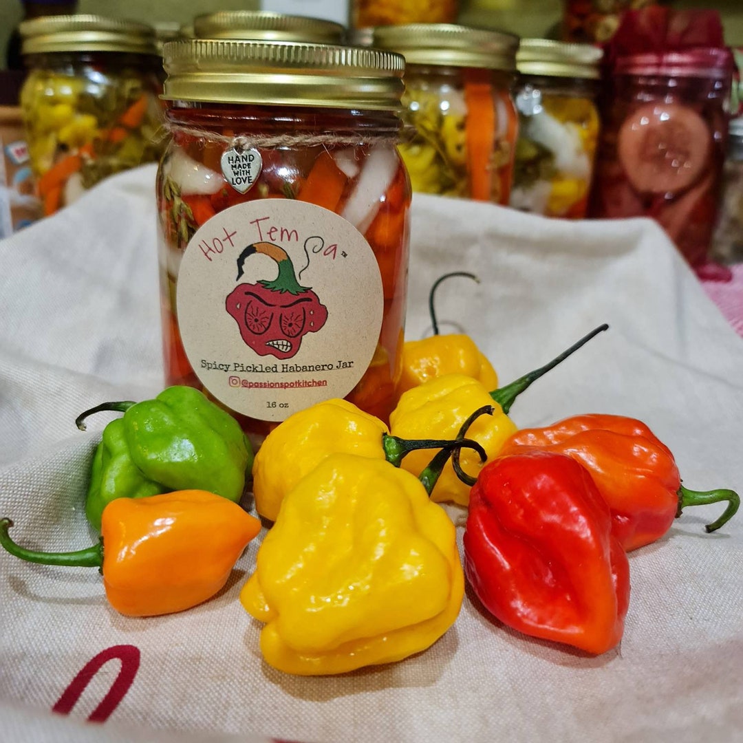 One Habanero Hot Peppers Jars Picked Peppers, Fresh Chop 16 Oz Pepper