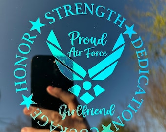 Calcomanía de vinilo personalizada de la Fuerza Aérea / Pegatina personalizada de la USAF, nombre, color y tamaño
