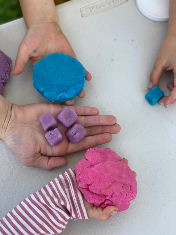Homemade, Non-toxic Playdough infused With Essential Oils Unicorn Colors 