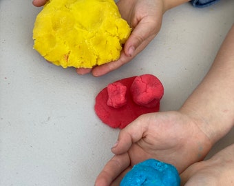 Homemade, Non-Toxic Playdough (infused with essential oils) - Primary colors