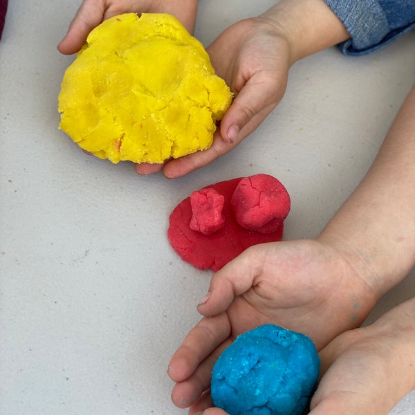 Homemade, Non-Toxic Playdough (infused with essential oils) - Primary colors