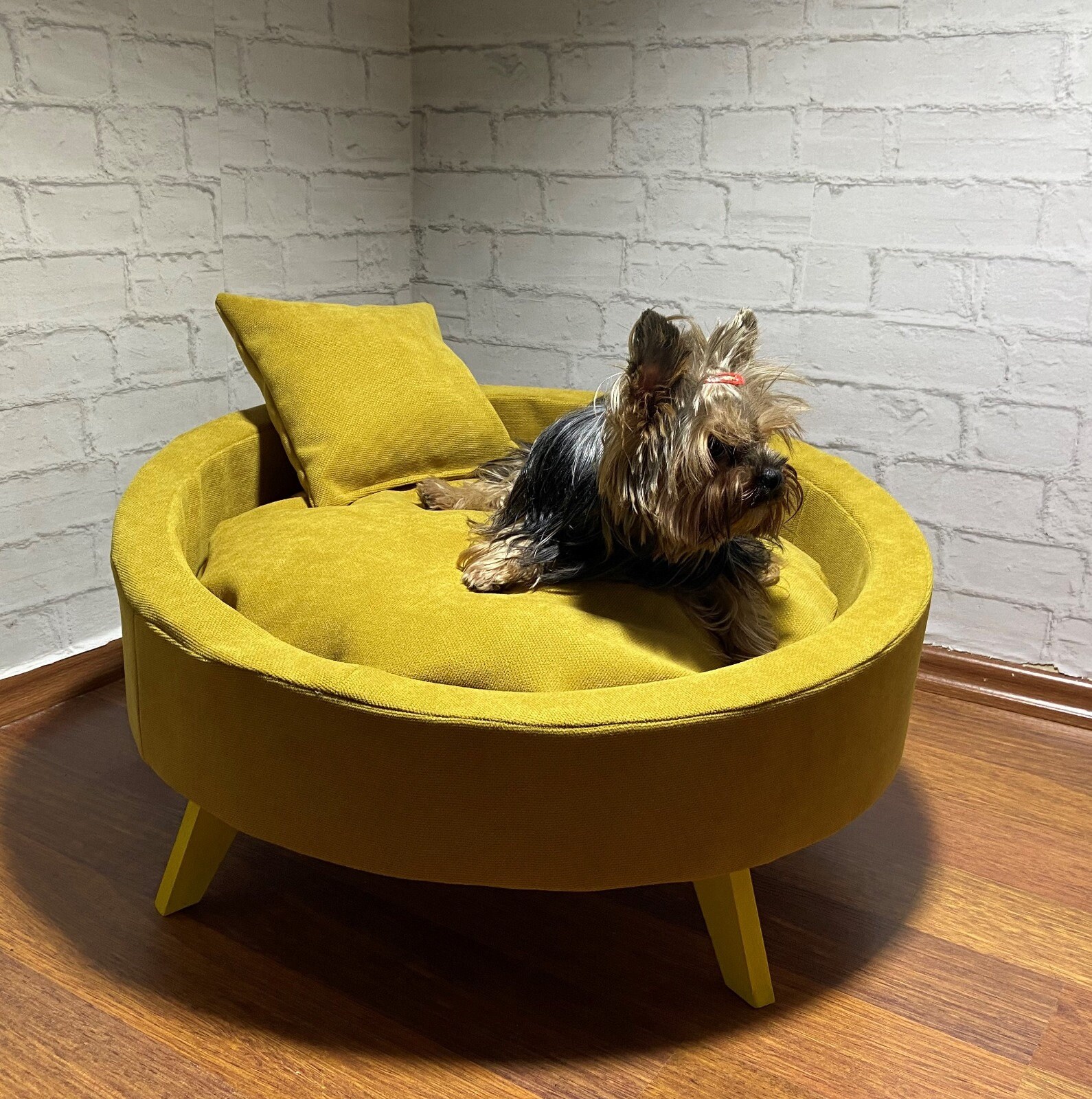 Yellow Dog Bed Round Dog Bed Comfortable Pet Bed Etsy