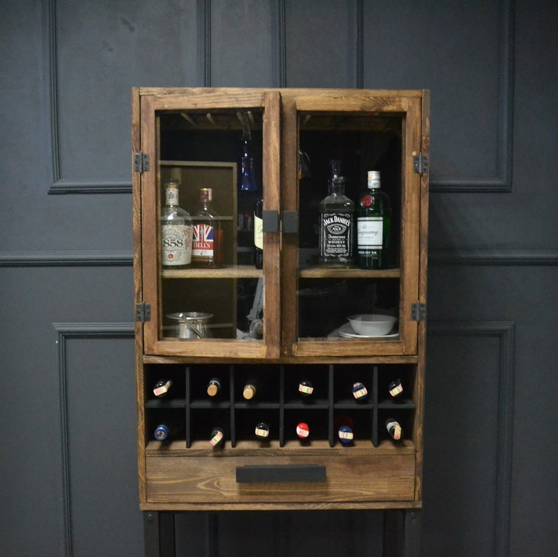 Solid Wood Bar Walnut Modern Tall Home Bar Etsy