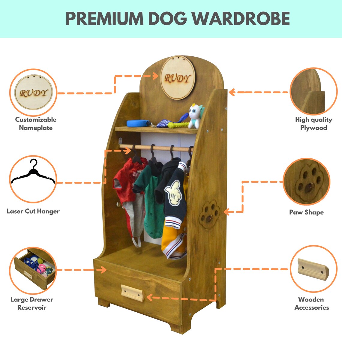 Sweaters Dog Racks Personalized Dog Clothing Storage, Wardrobe for Dog Clothes, Dog ...