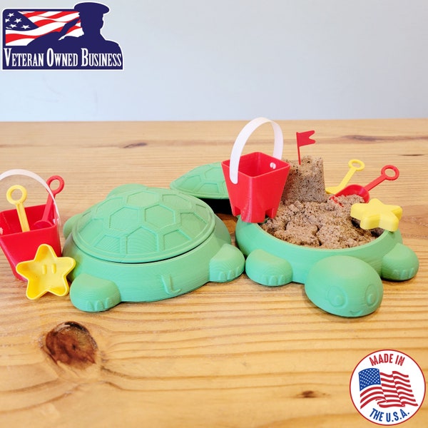 Desk Turtle Sandbox with Kinetic Sand and Mini Tools | Zen Garden Anxiety Stress Relief Fidget Toy Mini Shovel Castle Office Desk Decor Gift