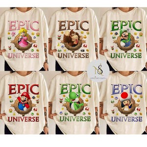 Super Mario Epic Universe Shirt, Mario Luigi Princess Peach Epic Universe Family Shirt, Epic Group Matching, Epic Family Vacation 2025 Shirt