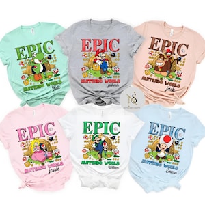 Personalized Super Mario Epic Universe Shirt, Mario Luigi Peach Epic Universe Family Shirt, Epic Group Matching, Epic Family Vacation 2025