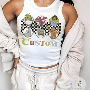 Retro Locket Shrek Crop tank, Fiona Donkey Lord Farquaad Gingerbread Man Shrek Group Shirt, Shrek Birthday Boy, Shrek Family Matching