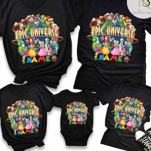 Personalized Super Mario Epic Universe Shirt, Mario Luigi Princess Peach Epic Universe Family Matching, It&#39;s Epic Trip 2025, Epic Group Tee