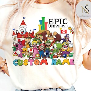 Personalized Super Mario Epic Universe Shirt, Mario Luigi Princess Peach Epic Universe Family Matching, It&#39;s Epic Trip 2025 Epic Group Shirt