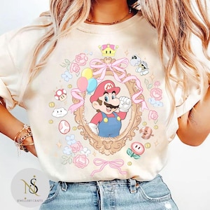 Retro Cooquette Bow Super Mario Shirt, The Super Mario Bros Movie, Mario Epic Universe Baby Tee Crop Tank, Mario Kids Shirt, Mario Fan Gifts