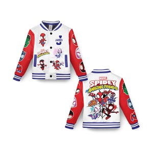 Personalized Spidey And His Amazing Friends Varsity Jacket, Kids Varsity Jacket, Spiderman Baseball Jacket, Birthday Boy Gift, Spidey Shirt