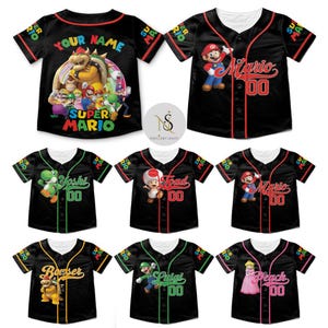 Personalized Super Mario Baseball Jersey, Mario Baseball Jersey, Princess Peach Jersey, Jersey for Kids, Youth & Adults, Mario Birthday Gift