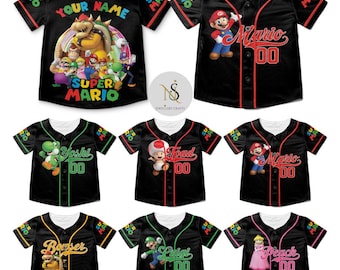 Personalized Super Mario Baseball Jersey, Mario Baseball Jersey, Princess Peach Jersey, Jersey for Kids, Youth & Adults, Mario Birthday Gift