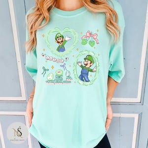 Coquette Bow Mario Luigi Baby Tee Crop Tank, Coquette Strawberries, Coquette Mario Shirt, Epic Universe Tee, Luigi Shirt, Super Mario Bros
