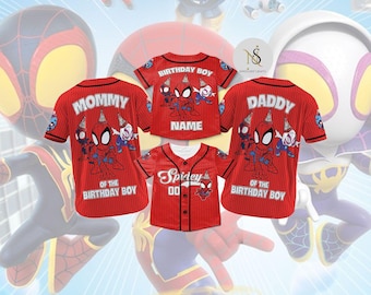 Personalized Spidey and his Amazing Friend, Custom Kid Adult Spiderman Baseball Jersey Outfit, Gift for Spider Fan, Spider Man Birthday